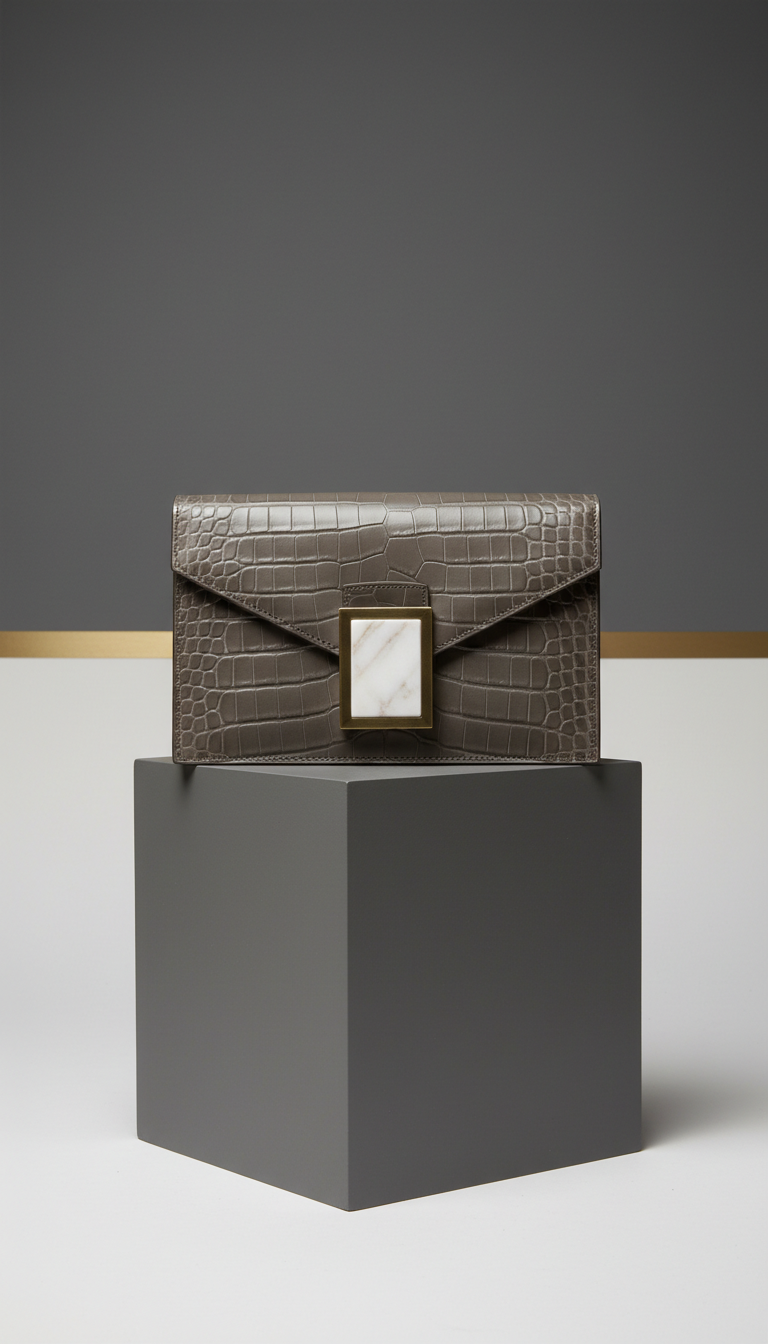 Graphite envelope bag with marble clasp