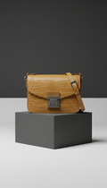 Crocodile crossbody in golden sandstone