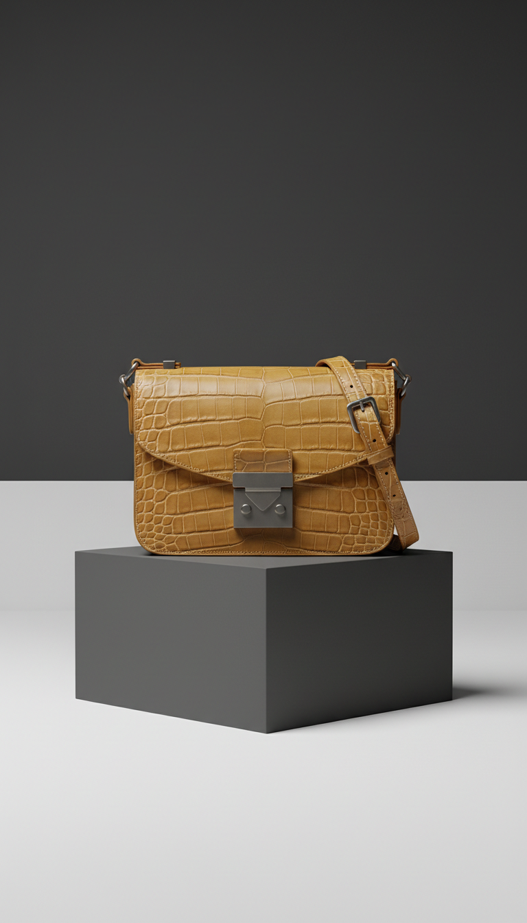 Crocodile crossbody in golden sandstone